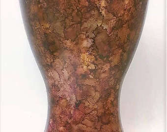 hand painted brown copper vase abstract design