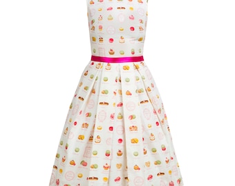 Sweet dress, macarons dress, cupcake dress, retro dress, pin up dress, 50s petticoat dress, white dress