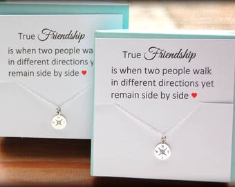 Graduation Gift for Best Friend, COMPASS necklace, compass charm, Friendship card, Thank you gift to friend, Best friend gift wedding gift