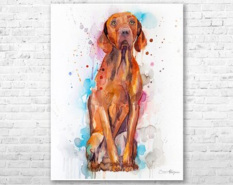 Vizsla watercolor painting print by Slaveika Aladjova, animal, illustration, home decor, Nursery, gift, Contemporary, dog art