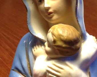 Vintage Virgin Mary/Figurine Virgin Mary porcelain Japan equate Virgin and child/Madonna / mother of God
