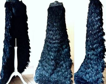 READ item DESCRIPTION !! Made to order. Feather cloak Solid black