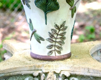 Ceramic Vase with DRAGONFLIES AND FERNS