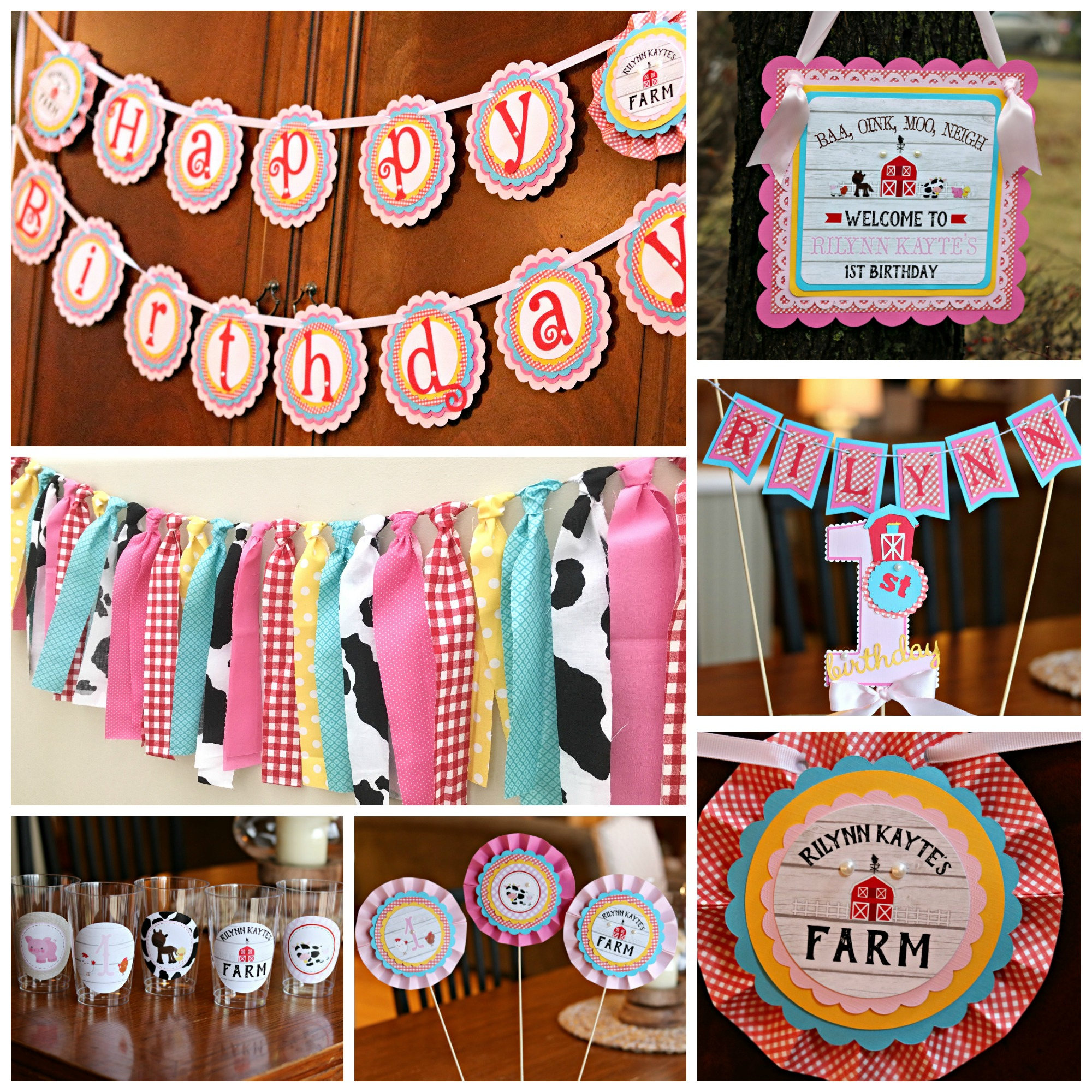 GIRL FARM BARNYARD Birthday Farm Party Decorations Baby