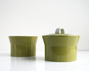 Ben Seibel Mikasa Duplex Avocado Green Sugar Bowl Coffee Tea Set of 2