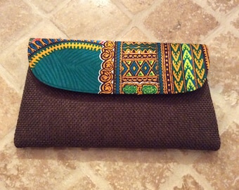Batik print sisal clutch