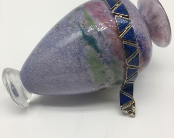 Lapis Lazuli Sterling Silver Articulated Geometric Bracelet