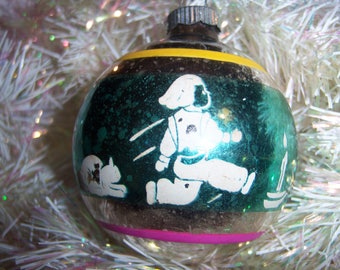 Old Vintage Shiny Brite 1950's Jack Be Nimble Mercury Glass Stenciled Christmas Ornament Rare