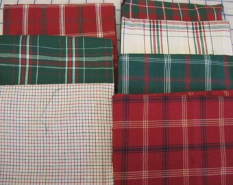 7 Christmas plaid fat quarters red green white
