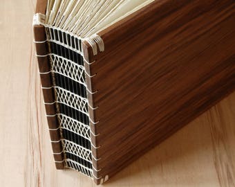 Wood Instant Photo Wedding Guest Book or Scrapbook black walnut wood anniversary gift custom memorial book baby scrapbook- ready to ship