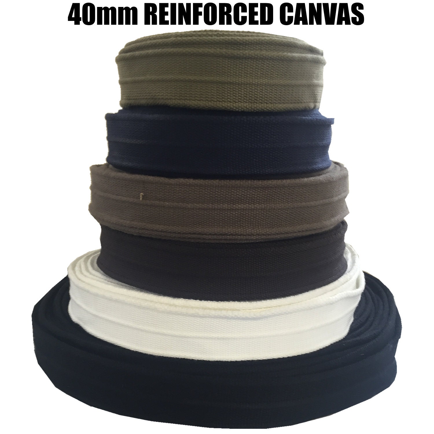 40mm Reinforced Canvas Tape HEAVY DUTY 1m/2m/5m/10m Webbing