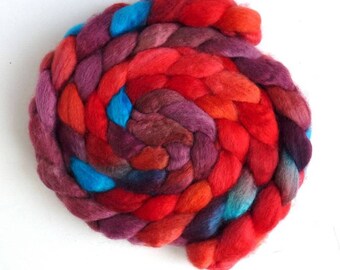 BFL Wool Roving - Hand Painted Spinning or Felting Fiber, Tangerine Dreams