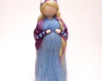 Expecting mother, needle felted waldorf figure, baby shower present