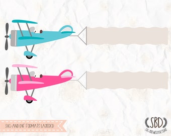 Airplane, aeroplane with banner, SVG (layered), PNG, DXF, Cricut, silhouette cameo, cut file, vinyl decal, t shirt design, heat transfers