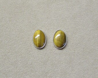 Tiger's Eye STERLING silver cabochon earrings with a post.