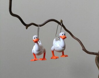 Plastic recycling toys duck earrings
