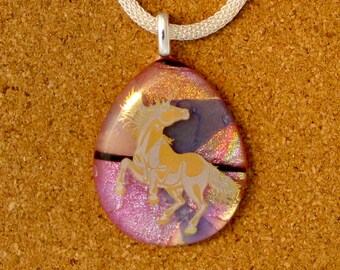 Dichroic Glass Pendant - Dichroic Jewelry - Fused Glass Pendant - Fused Glass Jewelry - Dichroic Necklace - Dichroic Unicorn Pendant