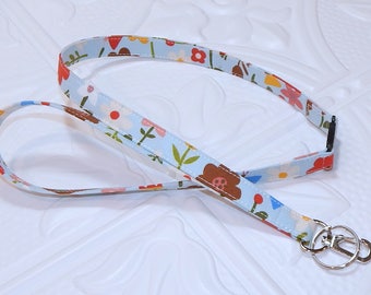 Fabric Lanyard Breakaway - Key Lanyard Blue