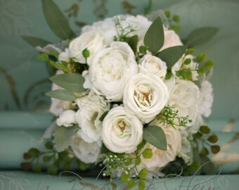 Wedding bouquet, eucalyptus bouquet, rose and peony bouquet, silk bouquet, bridal bouquet, wedding flowers, rustic bouquet, garden wedding