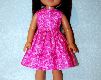 Dress for 14" Wellie Wishers or Melissa & Doug handmade Doll Clothes Pink Swirl tkct1195 READY TO SHIP
