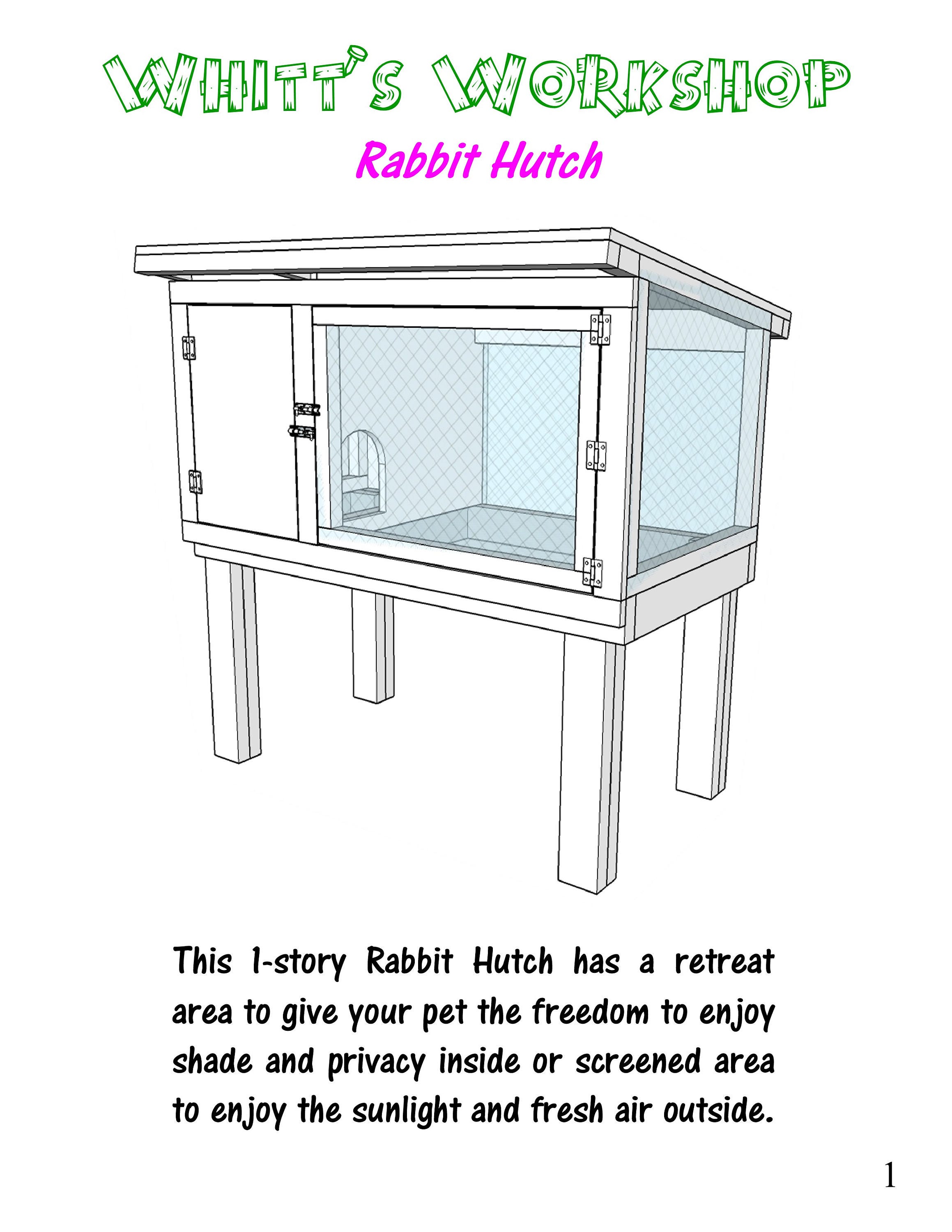Rabbit/Guinea Pig Hutch wood plans PDF File Blueprints