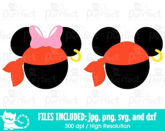 Mickey and Minnie Halloween Pirates SVG, Disney Pirates SVG, Disney Digital Cut Files in svg, dxf, png and jpg, Printable Clipart