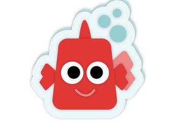 Happy Fish Blank Card , Kids , Bubbles , Water , Smile , PaperCut , Boys , Girls , All Occasions
