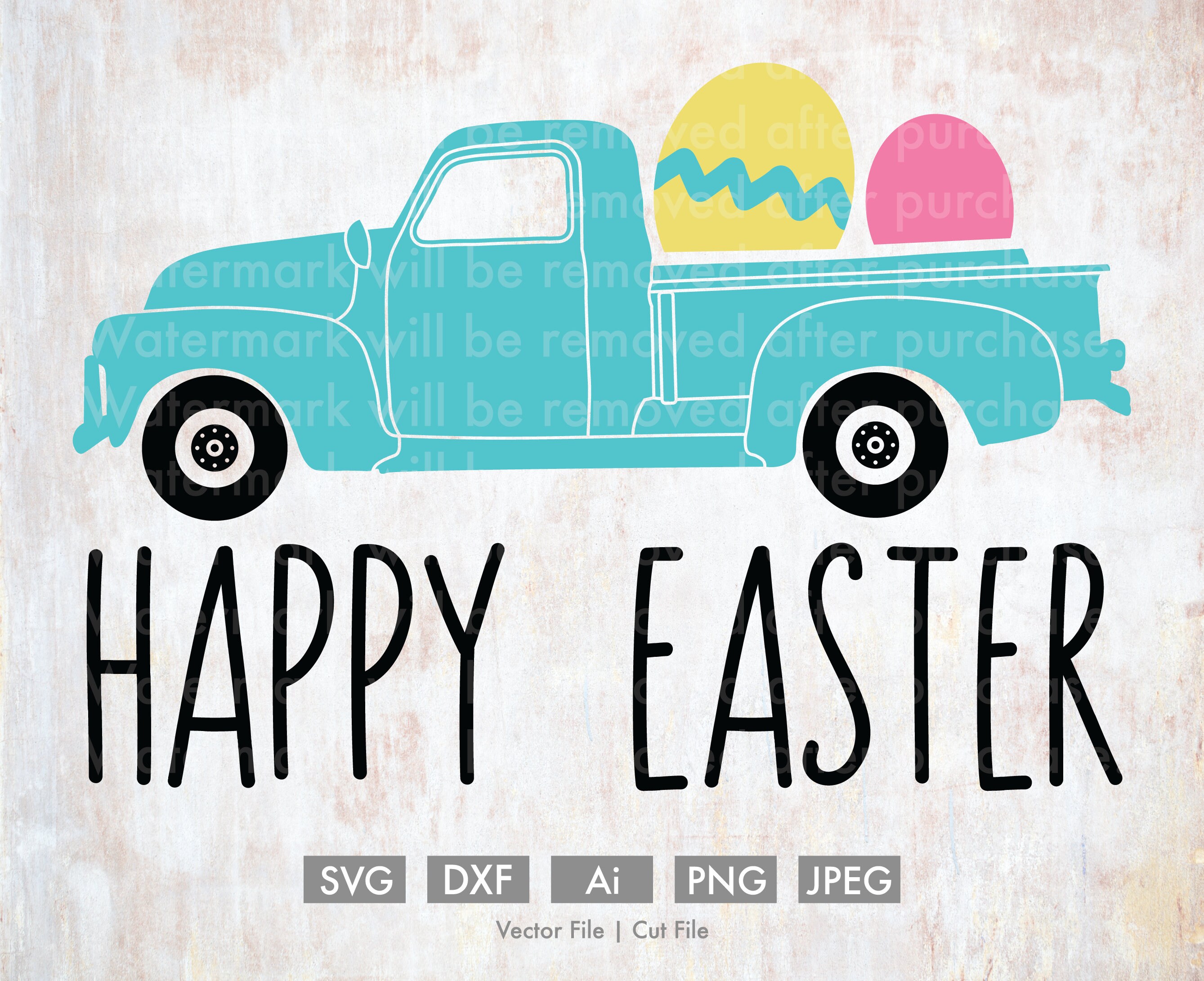 Happy Easter Old Truck Cut File/Vector Silhouette Cricut