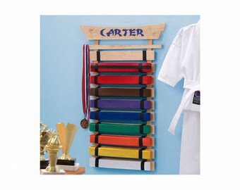 Personalized Karate Belt Display - 10 Belts