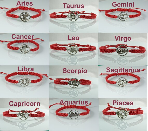 Zodiac bracelet Astrology Bracelet Red string bracelet