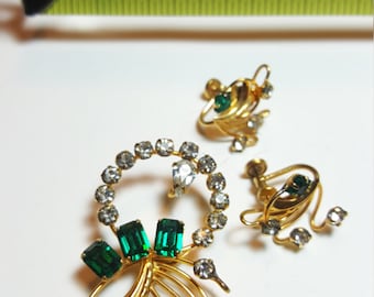 Vintage De Curtis 1/20 12K Gold Filled Brooch & Earring Set