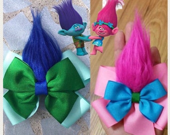 Trolls hair bows, trolls hair clips, trolls bows, poppy hairbows, fur bows, troll poppy hairbows, troll hairbows, trolls hairbows, branch
