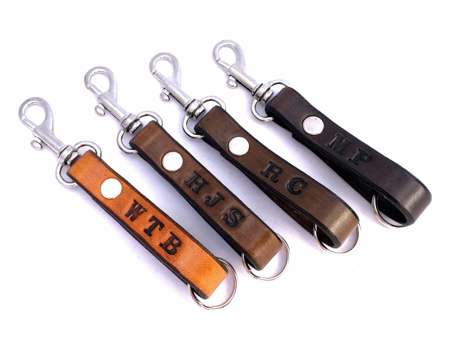 PERSONALIZED LEATHER KEYCHAIN // Keychain with initals // Leather Key ...