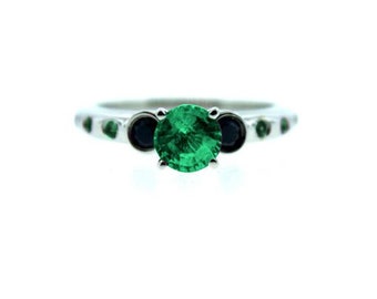 18k white gold emerald and black diamond ring violeta