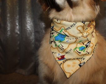 Pirate treasure map slide on dog bandana
