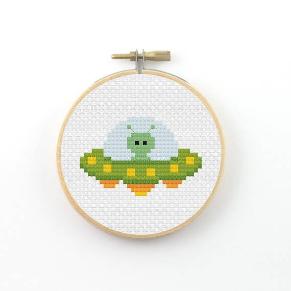 Download UFO cross stitch pattern alien cross stitch flying saucer