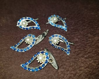 Vintage Blue Rhinestone Cuff Links/Collar Stays :-)