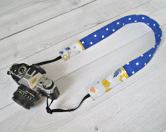 Cobalt Blue Camera Strap. Wildflower DSLR Strap. Floral Camera Strap. Royal Blue DSLR Strap. Gift for Photographer. Gift for Her.