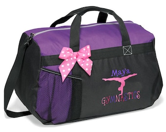 Personalized Black & Purple Duffel Bag w/Bow Dance Gymnastics Tap Jazz Cheer