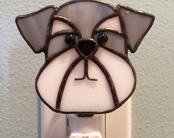 Stained Glass Dog Night Light Schnauzer