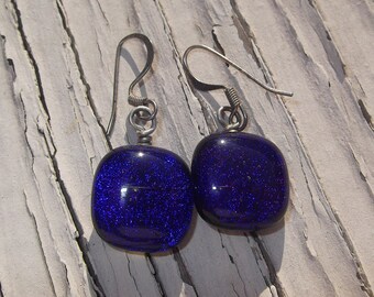1.5" Dichroic Glass and Wire Work Earrings