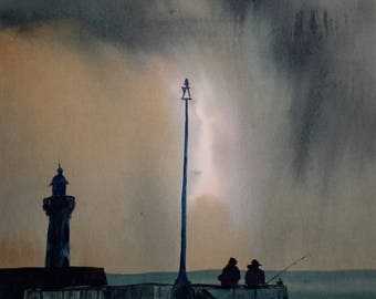 St. valery in caux lighthouse and its two fishermen