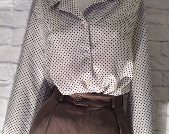 Vintage polka dot shirt size Large // Vintage polka dot blouse // Vintage Women's Blouse // Vintage shirt // 80s fashion // Blouse Retro