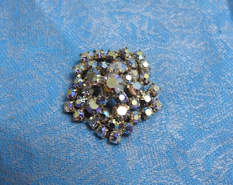 stunning vintage estate Aurora Borealis rhinestone starburst brooch