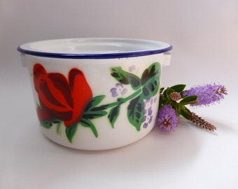 Vintage Bumper Harvest Enamel Double Bolier Pot, Rustic Decor, Farmhouse, Mid Century, French Cottage Chic, Country Kitchen, Retro, Kitsch