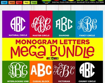 Monogram Letters SVG, Monogram Alphabet SVG, Master Circle SVG, Circle Monogram svg, Vine Monogram svg, Cricut Letters, Silhouette Letters