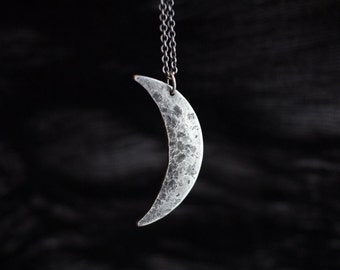 large crescent moon necklace, crescent moon silver necklace, moon long necklace, crescent moon sterling necklace, crescent moon jewelry