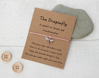 Dragonfly Wish Bracelet, Dragonfly Bracelet, Dragonfly Gift, Dragonfly Jewellery, Gift for Dragonfly Lover, Friendship Bracelet