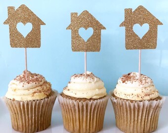 Housewarming Cupcake Toppers - Housewarming Party Decor - House Cupcake Toppers - Welcome Home Party Decor - House Party Decor