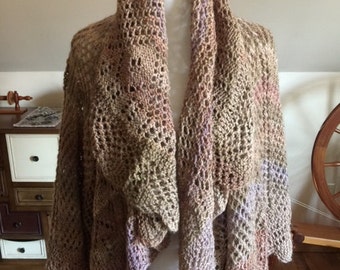 Hand-knit Circular Shawl with Sleeves